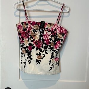 White House Black Market Floral bustier in Pink and Cream. B17